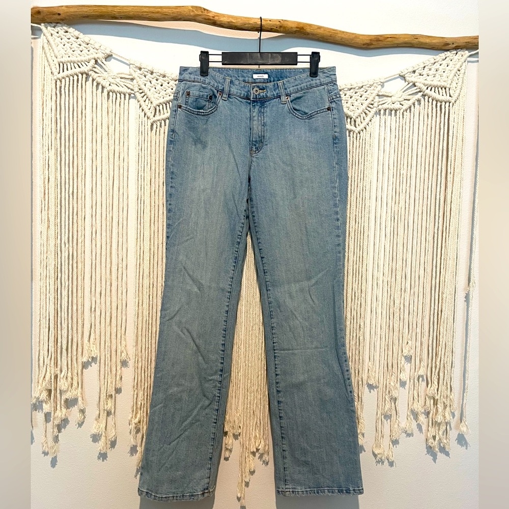Liz & Co. Dressy Casual Stretch Long Baby Blue Jeans Sz 8